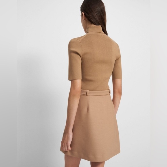 Theory / Combo Dress in Bistretch Wool Twill ribbed sweater turtleneck small s - Picture 4 of 7